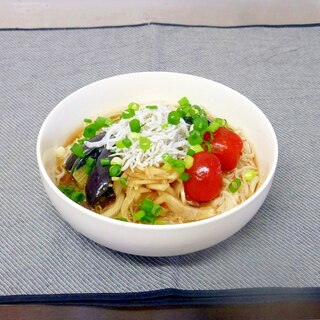 茄子としらすの素麺